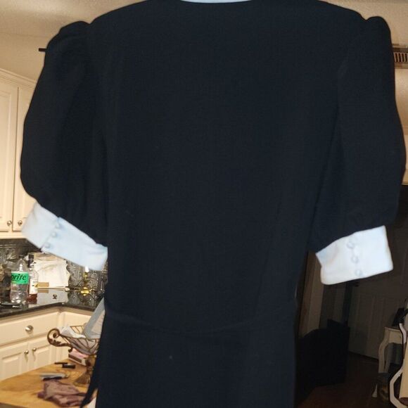 New Cinq à Sept Isabelle Short black Dress Ivory Collar & Tieneck Sz 10 MSRP 465 - Picture 10 of 15